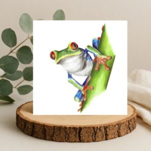 Tree Frog Card : Frog Art (6" x 6")