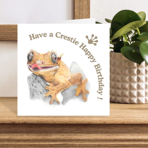 Cheeky Gecko Birthday Card : Reptile Art (6" x 6") - Image 4
