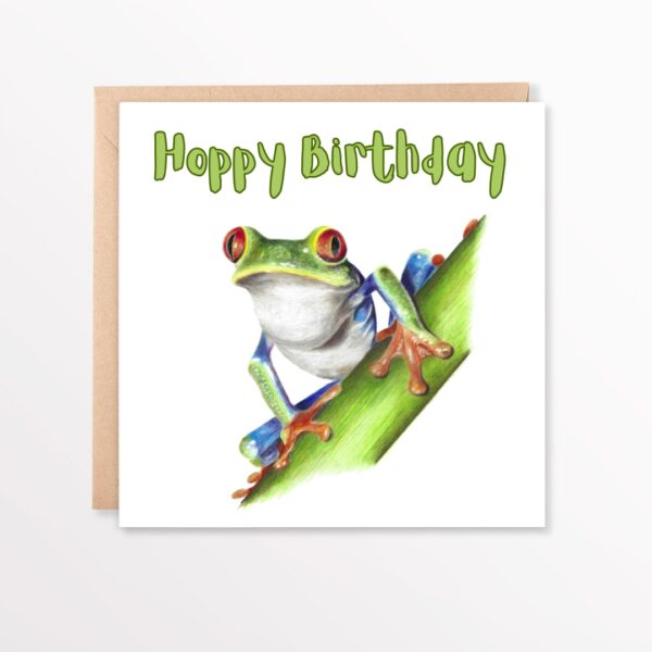 Tree Frog Birthday Card : Frog Art (6" x 6") - Image 3