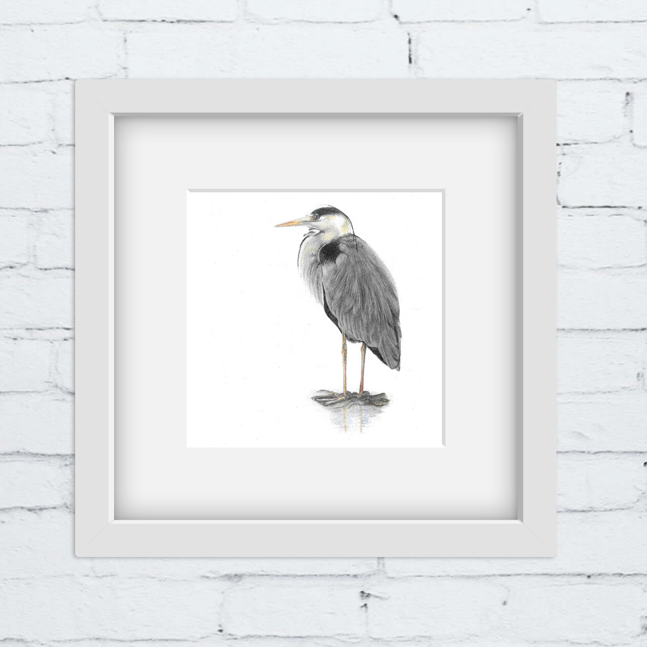 Grey Heron Square Print: Bird Illustration - Image 5