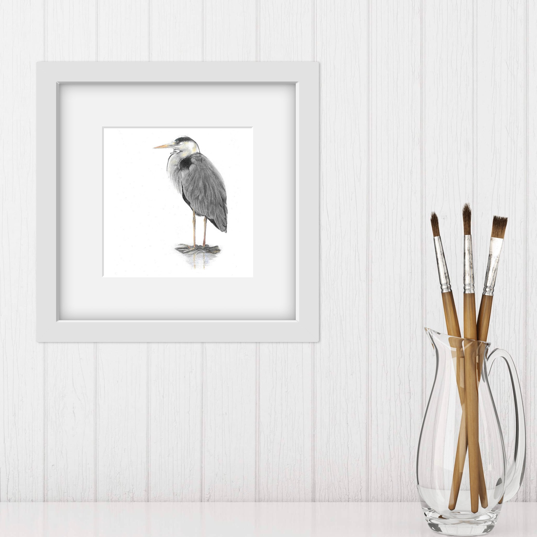 Grey Heron Square Print: Bird Illustration - Image 4