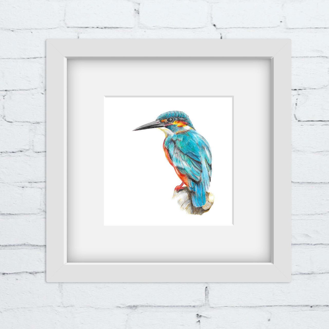 Kingfisher Square Print: Bird Illustration - Image 5