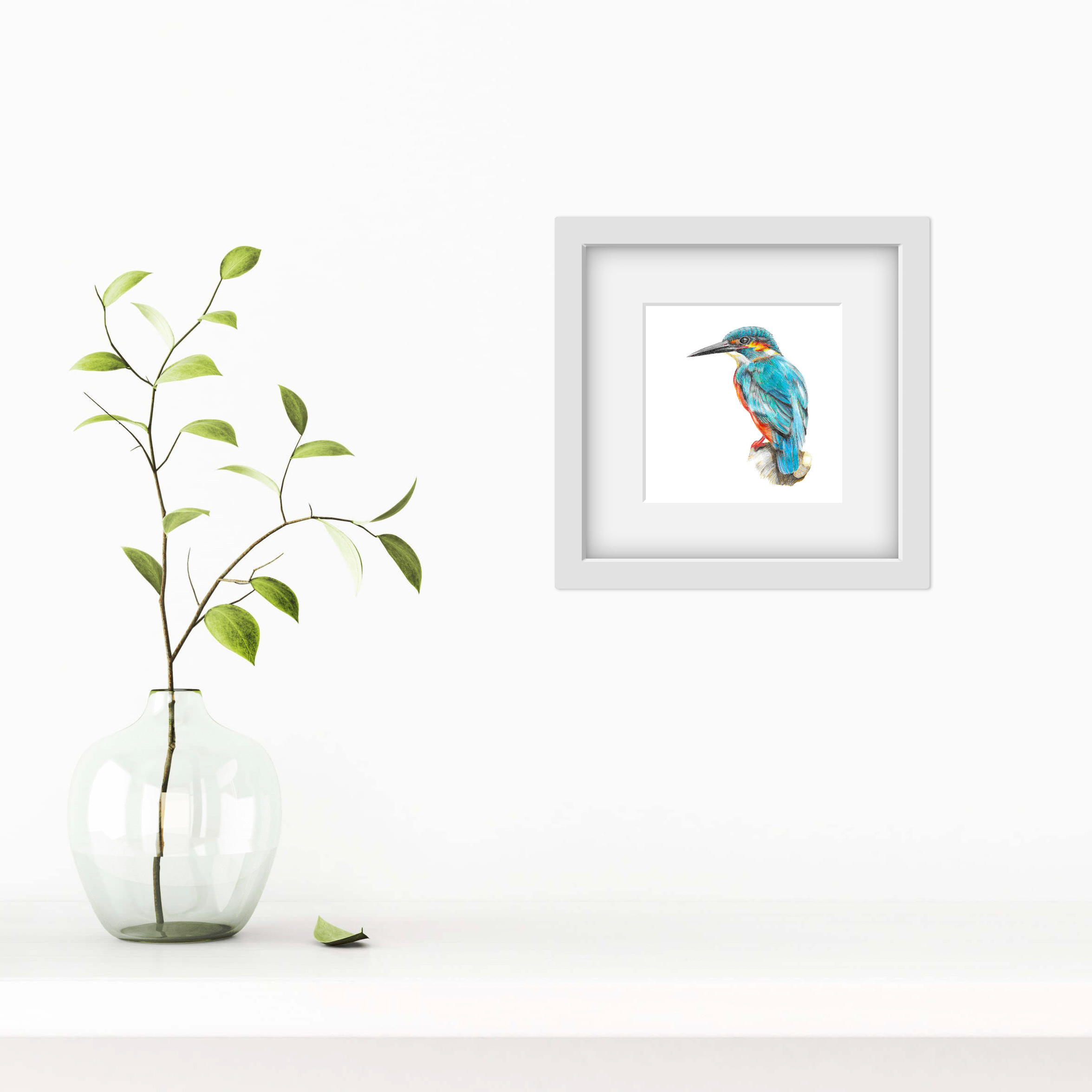 Kingfisher Square Print: Bird Illustration - Image 4