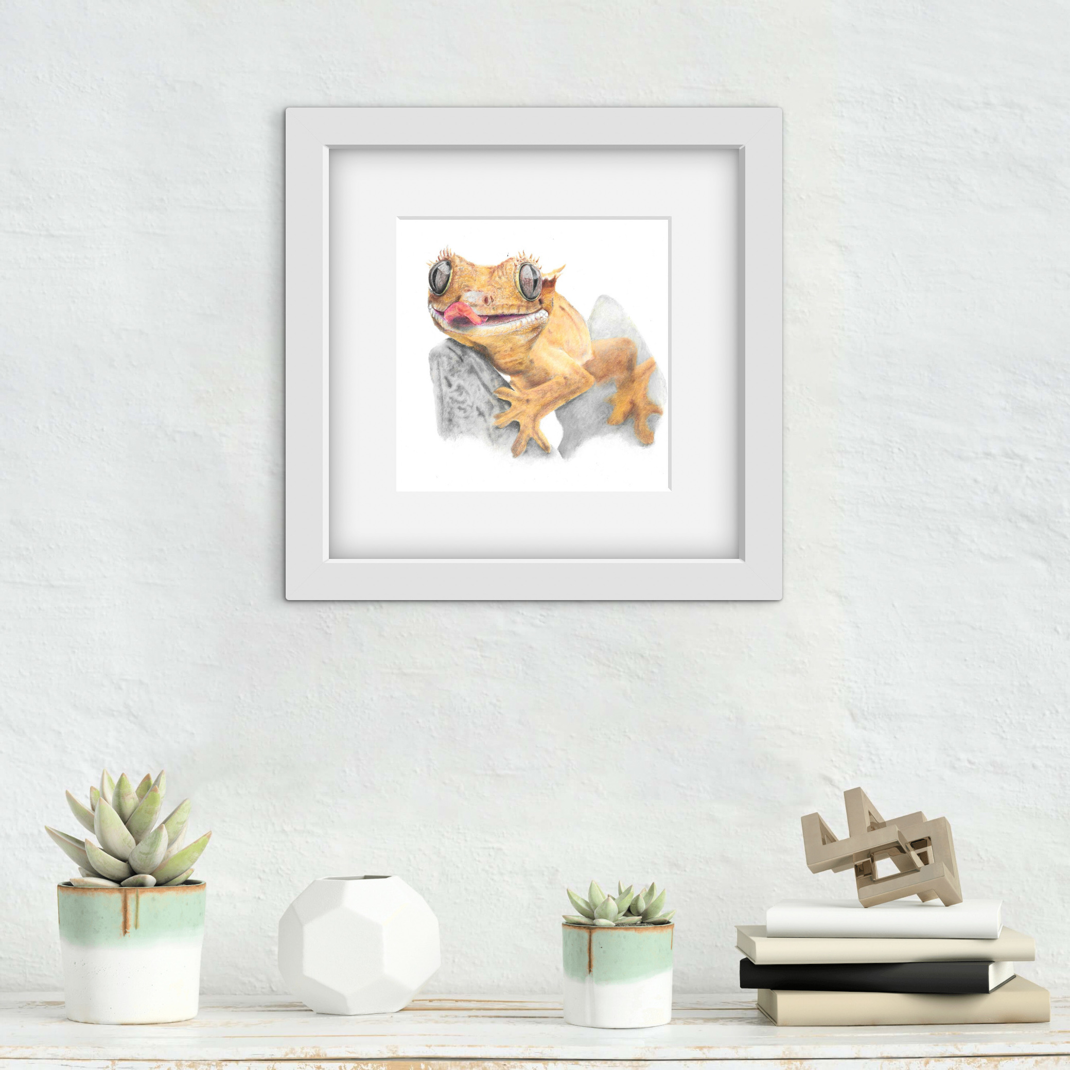 Cheeky Crested Gecko Mounted Print - Image 4